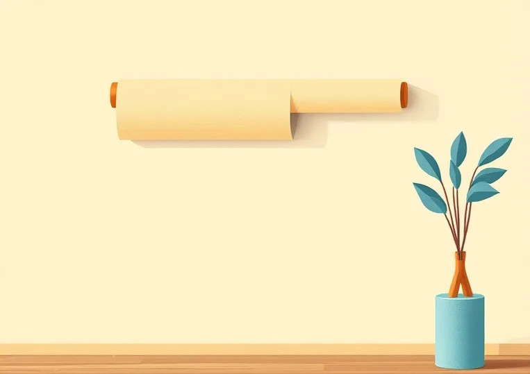 Pose de papier peint, rouleau et brosse à maroufler